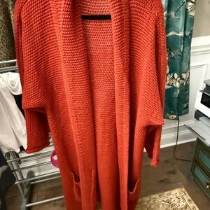 Anthropologie Red Cardigan Sweater